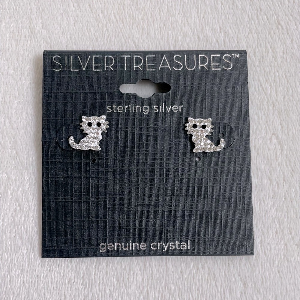 NEW Sterling Silver Cat Earrings